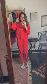 Orange Red Sweatshirt Set