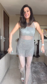 Imported metallic embellished fish net set