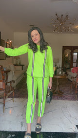 Cotton Knit Neon Fleece Sweatshirt Set