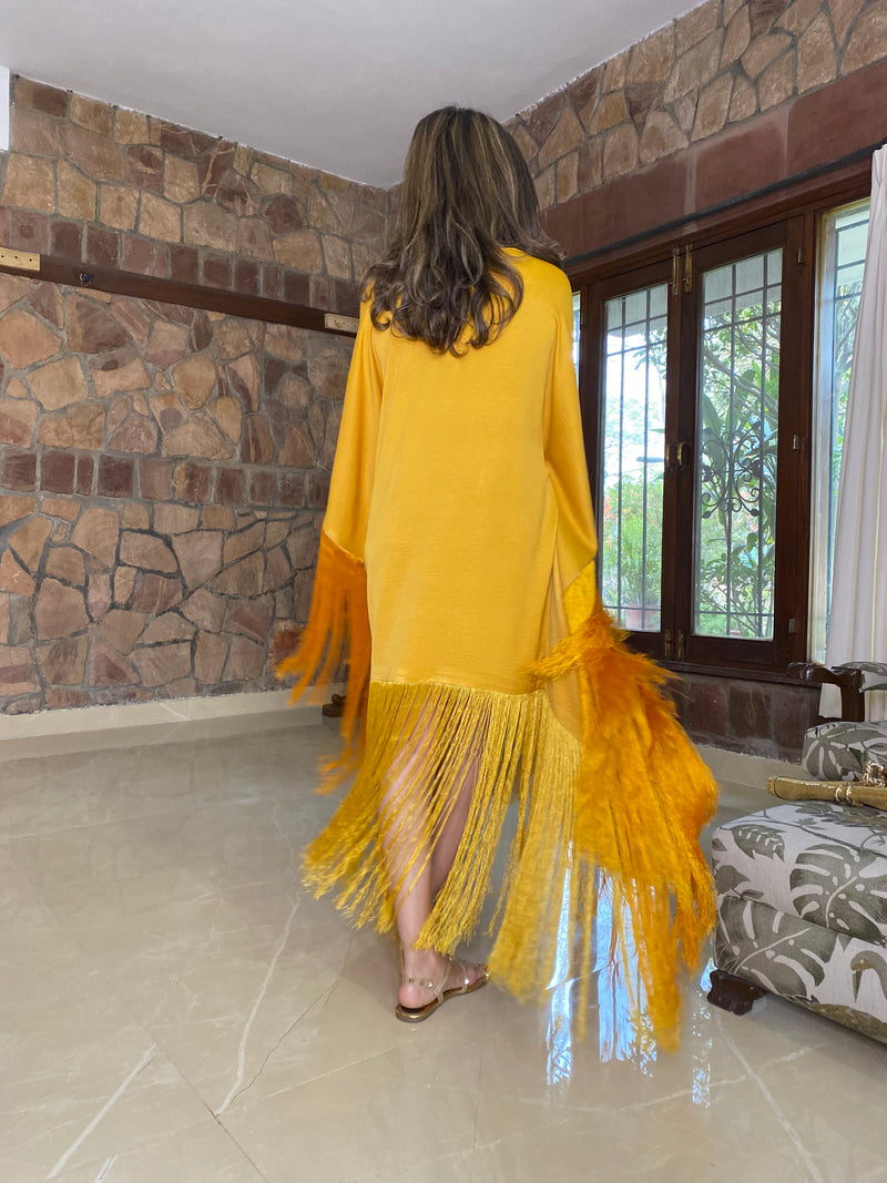 Yellow Frill Kaftan dress