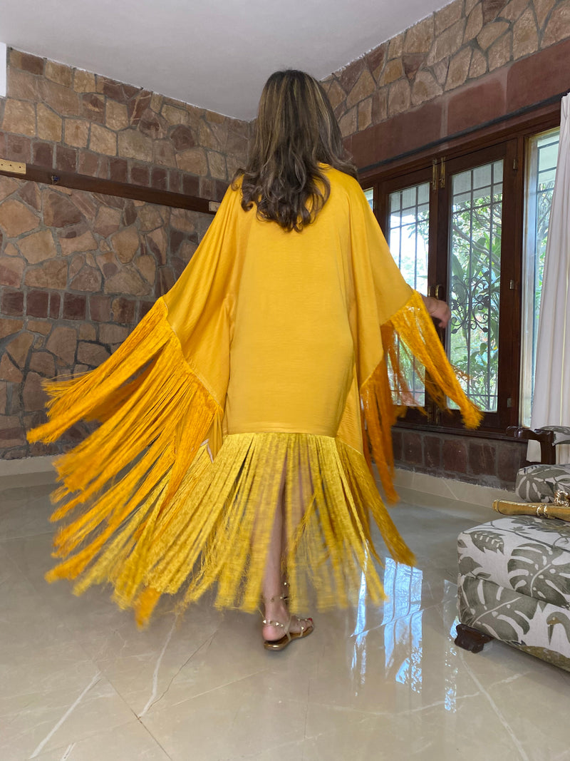 Yellow Frill Kaftan dress