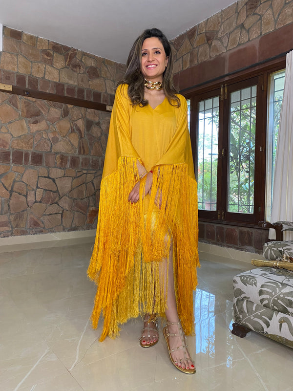 Yellow Frill Kaftan dress