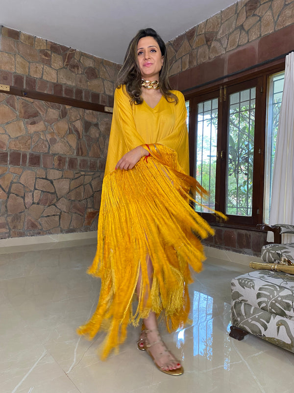 Yellow Frill Kaftan dress