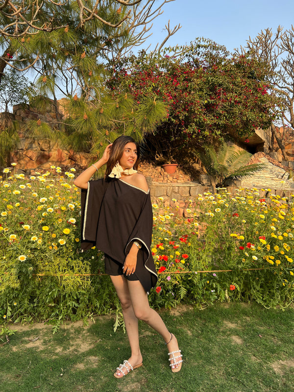 Mitaliwadhwa Black kaftan & shorts set