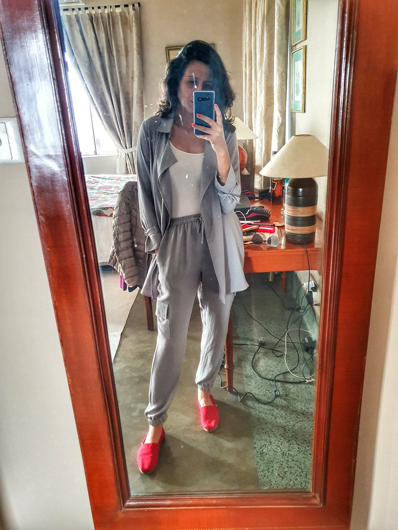 Mitaliwadhwa coordinate sets Grey Trench and Cargo Set