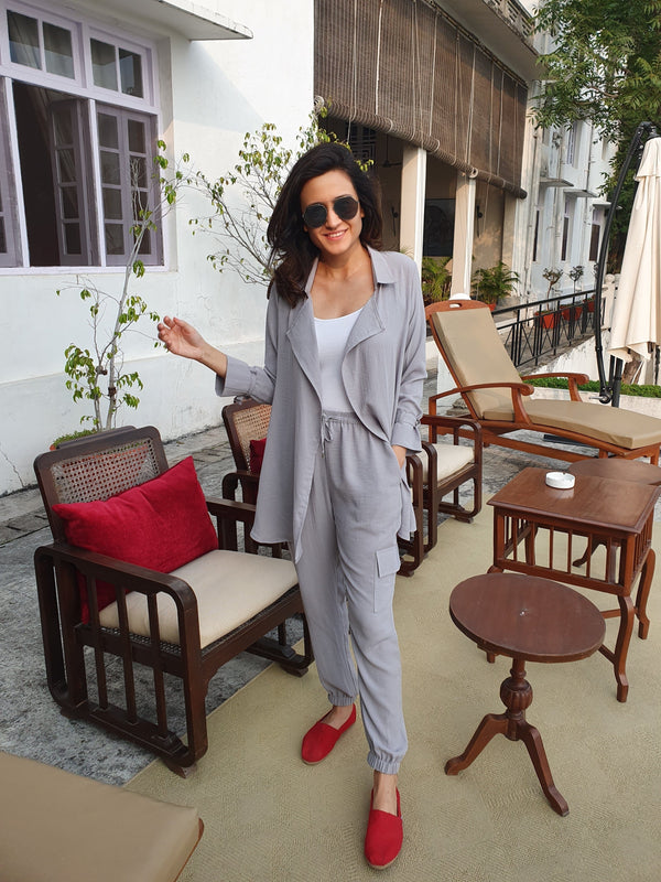 Mitaliwadhwa coordinate sets Grey Trench and Cargo Set
