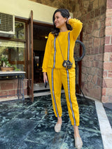 Mitaliwadhwa Cotton Knit Yellow Fleece Sweatshirt Set