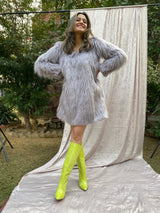 Mitaliwadhwa Faux Fur Lilac Dress