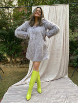 Mitaliwadhwa Faux Fur Lilac Dress