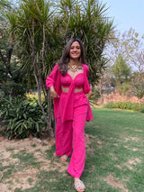 Mitaliwadhwa Hot Pink Linen 3pc Set