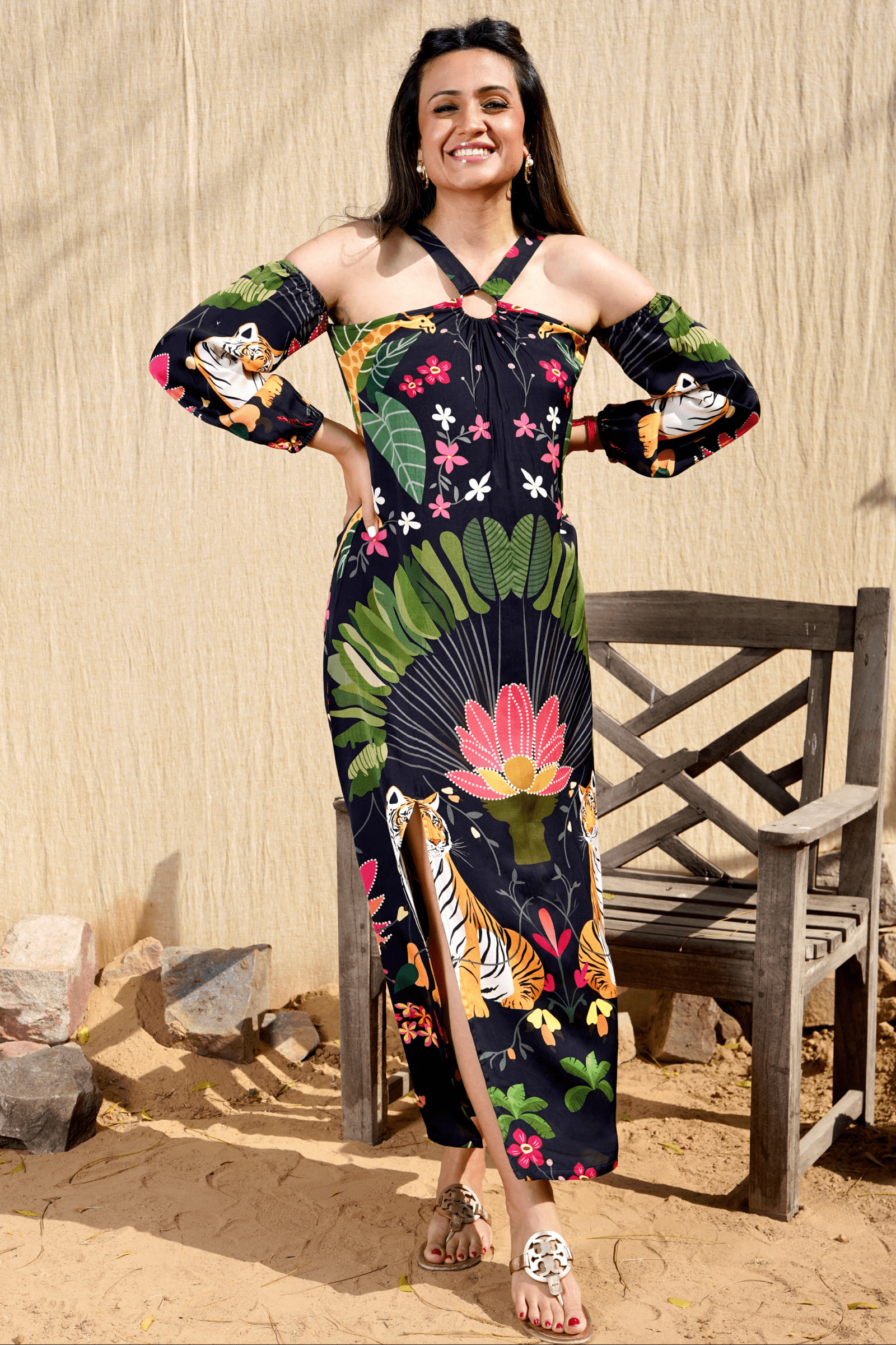 open lace back dress Jungle party dress – Tasuvure X MW