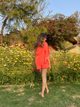 Mitaliwadhwa Peach kaftan & shorts set
