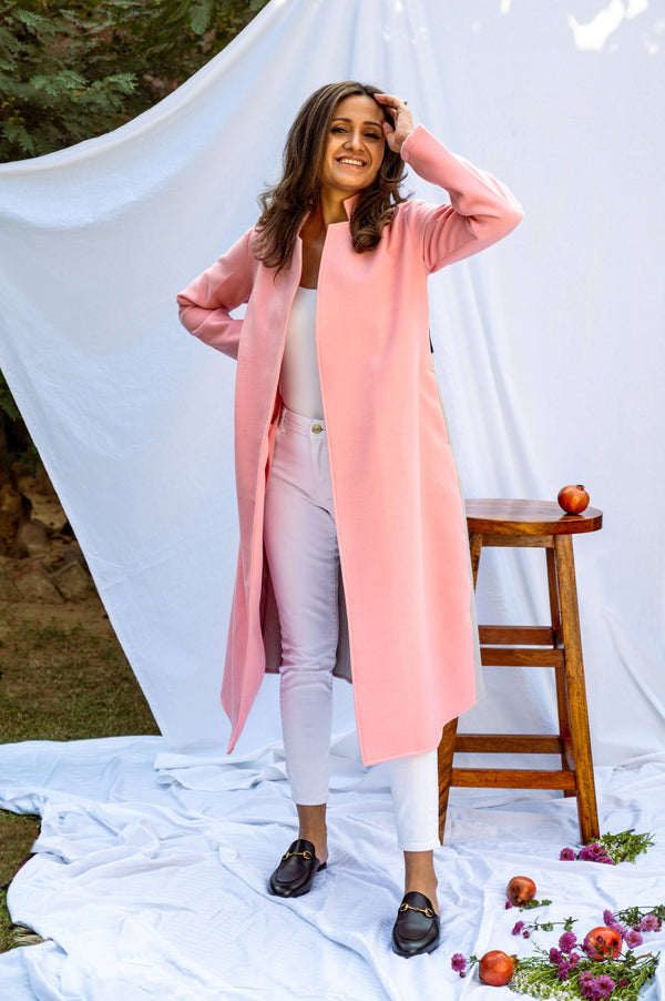 Mitaliwadhwa Pink & Grey Overcoat