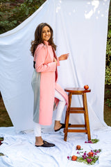 Mitaliwadhwa Pink & Grey Overcoat