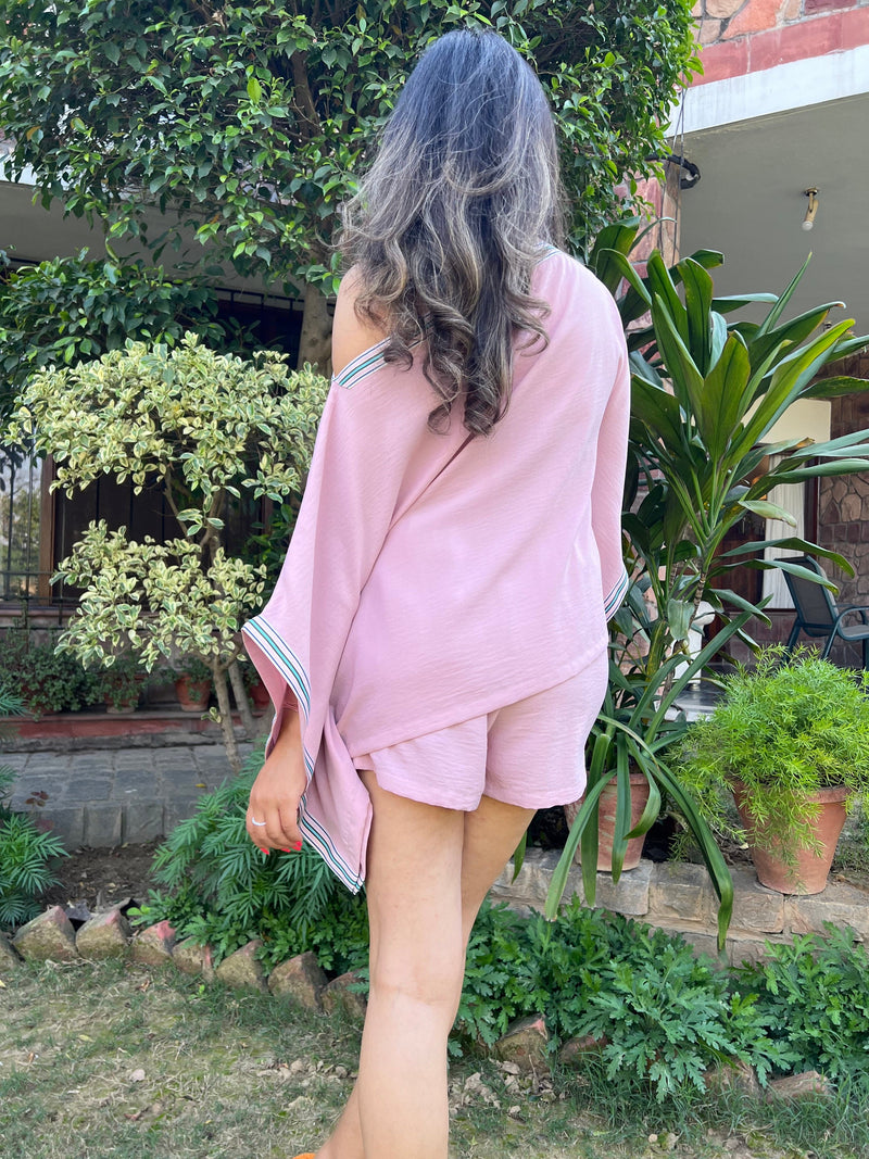 Mitaliwadhwa Pink Kaftan & Shorts Set