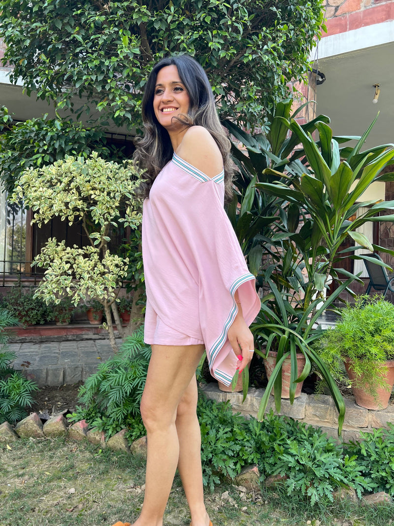 Mitaliwadhwa Pink Kaftan & Shorts Set