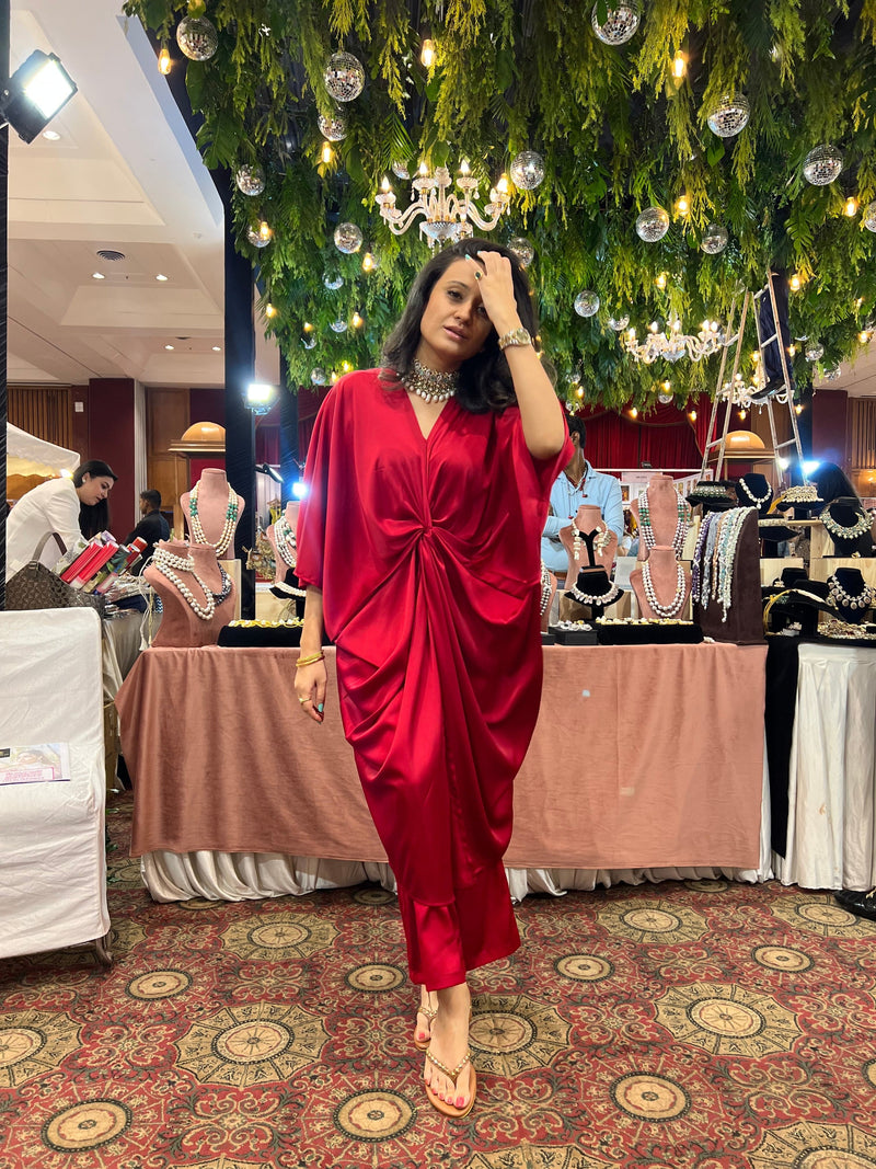 Mitaliwadhwa Red Luxe Knot Top