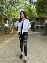 Mitaliwadhwa White Biker Jacket