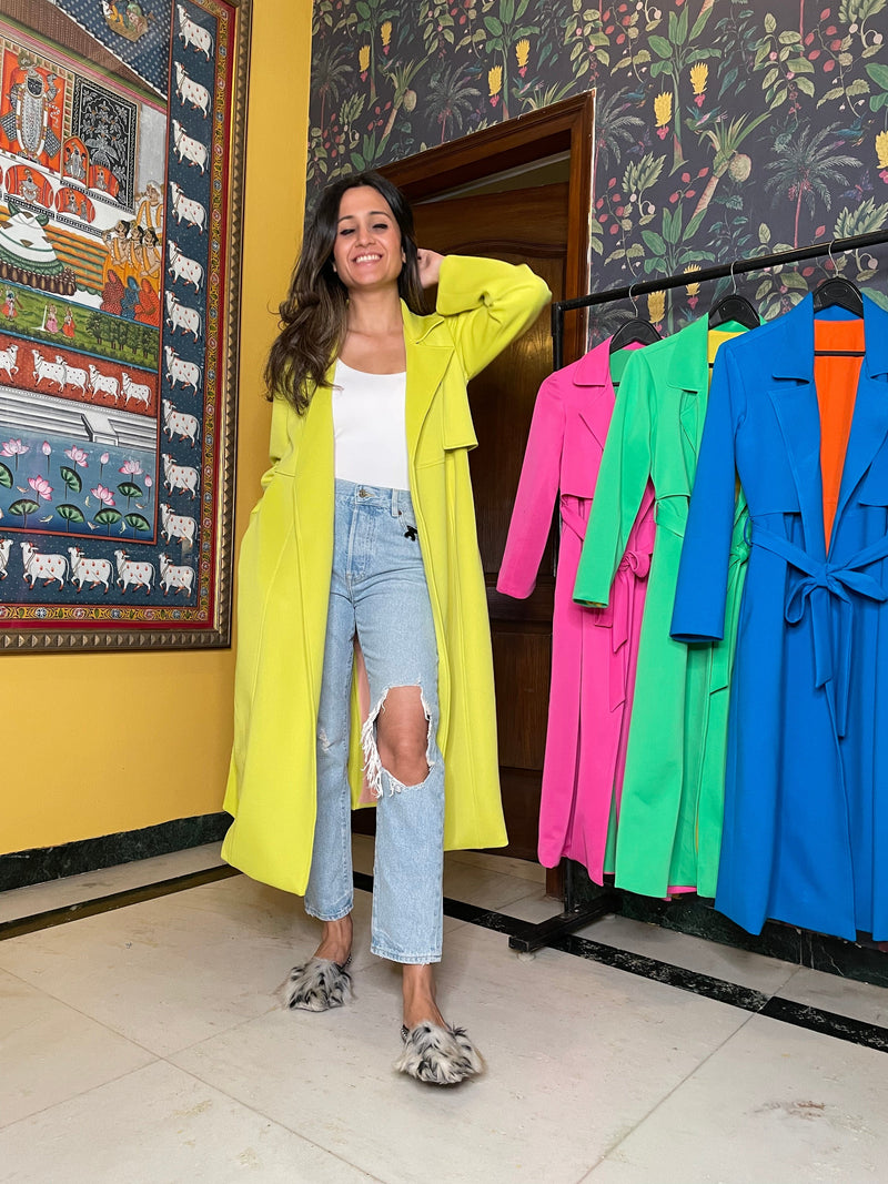 Mitaliwadhwa XS / YELLOW Blue Candy Overcoat