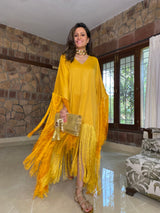 Mitaliwadhwa Yellow Frill Kaftan dress