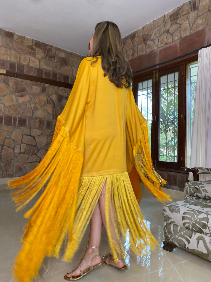 Yellow Frill Kaftan dress Tasuvure X MW Yellow Frill Kaftan dress Tasuvure X MW