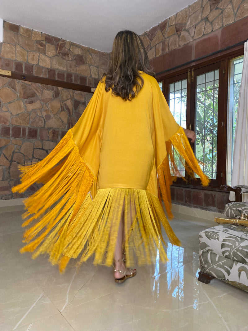 Yellow Frill Kaftan dress – Tasuvure X MW Yellow Frill Kaftan dress – Tasuvure X MW